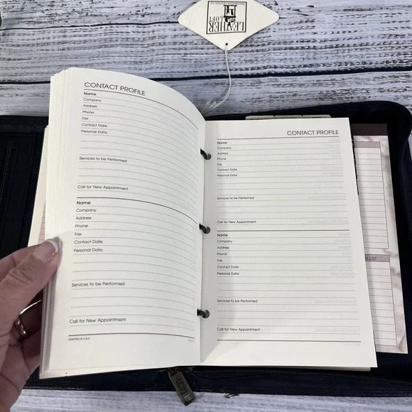 Vintage 1998 Shafmaster Amboldi Black Leather Office Day Planner Address Book - Picture 15 of 16